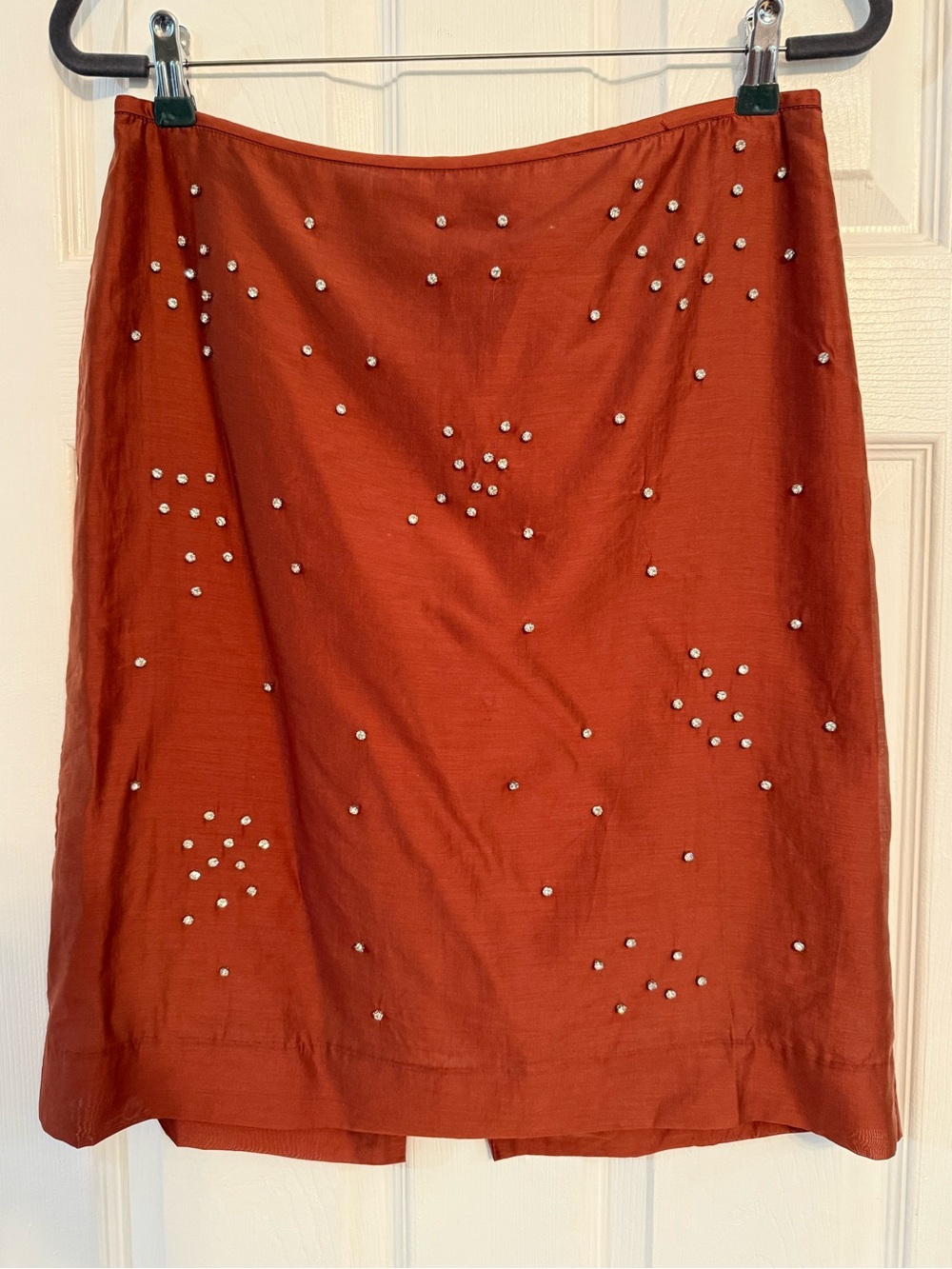 NWT MANGO Rhinestone Embellished Mini Skirt Terracotta Bronze EU 40 US 8